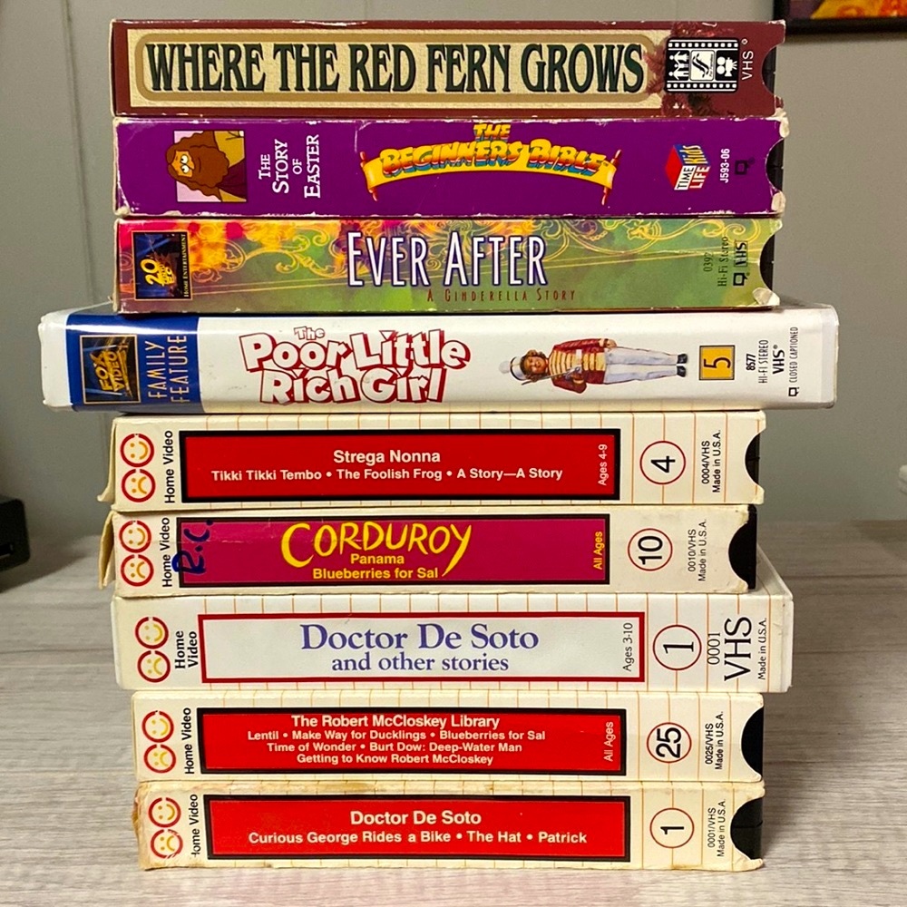 VHS Tapes Bundle Children’s Circle, Shirley Temple, Ever After